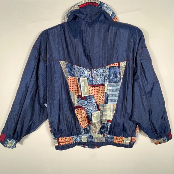 Vtg 90s Y2K Floral Patchwork Tracksuit Sm Navy‎ Blue Windbreaker 2pc Set Whimsy - Picture 4 of 8